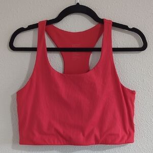 Girlfriend Collective Red Ribbed Paloma Racerback Bra - Size XL